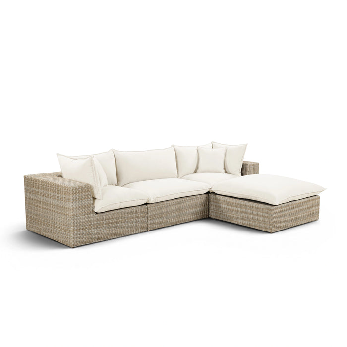Cali 4-Piece Natural Wicker Outdoor Modular Sectional