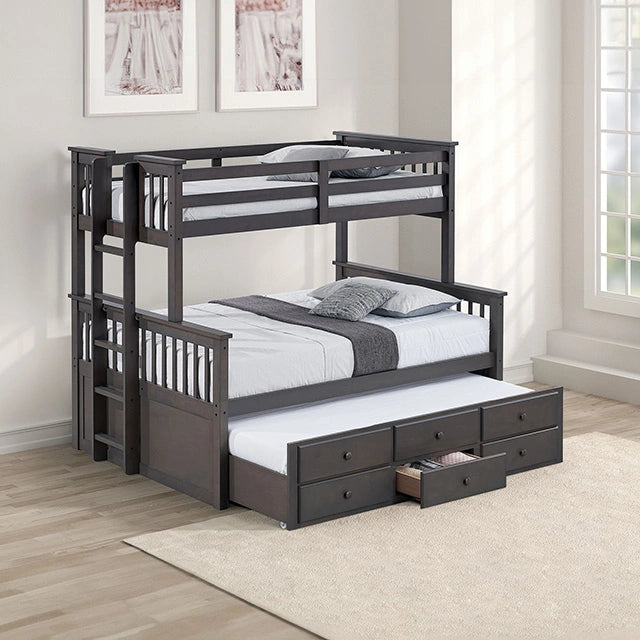 University Twin/Full Bunk Bed Grey, Walnut, & White - Dream Home Furniture & Mattress (Waite Park, MN)