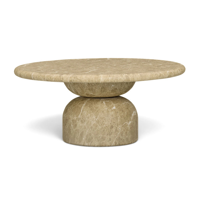 Cynthia 36" Faux Travertine Concrete Indoor/Outdoor Coffee Table