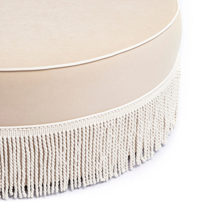 Tassy Tasseled Round Ottoman