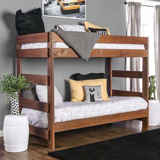 Arlette Twin/Twin Bunk Bed Brown, Black, Gray, & White - Dream Home Furniture & Mattress (Waite Park, MN)