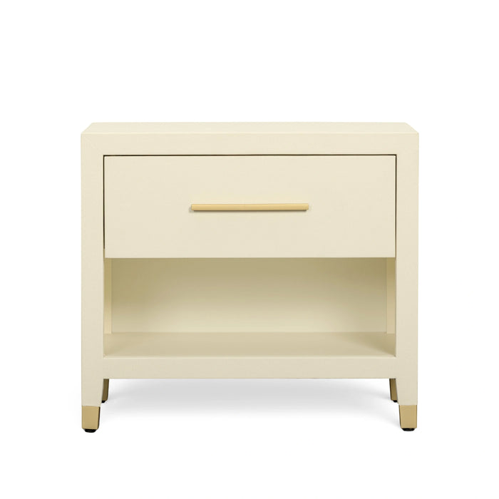 Dani 25" Cream Faux Shagreen Nightstand with Drawer