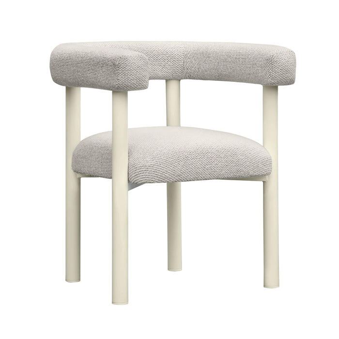 Jackie Cream Textured Contract-Grade Fabric Outdoor Dining Chair