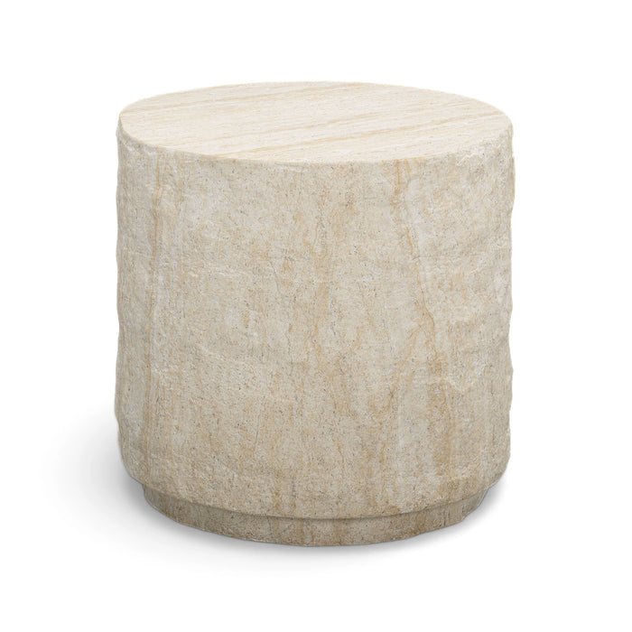 Roxanne Faux Travertine Indoor/Outdoor Concrete Side Table