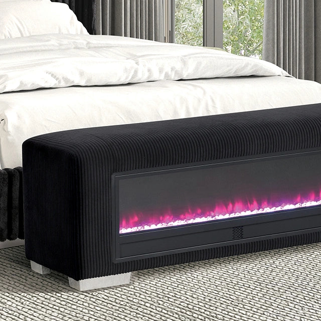 Elnath Bench w/ Visual Crystal Fireplace - Dream Home Furniture & Mattress (Waite Park, MN)