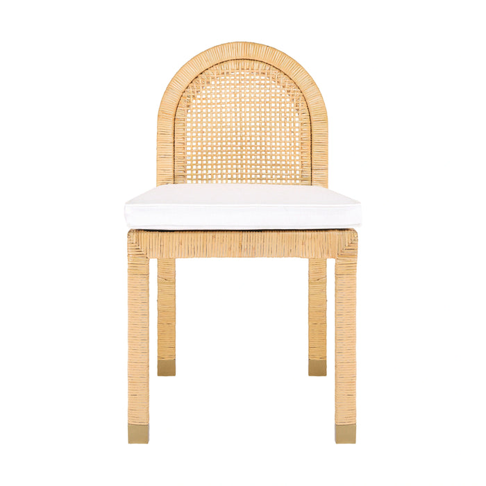 Amara Natural Rattan and Performance Fabric Arched Back Dining Chair