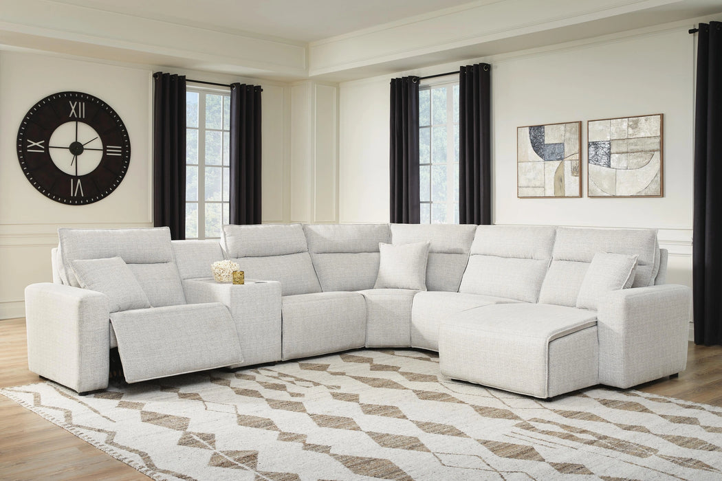 Modmax II Power Reclining Sectional with Chaise and Console - Dream Home Furniture & Mattress (Waite Park, MN)