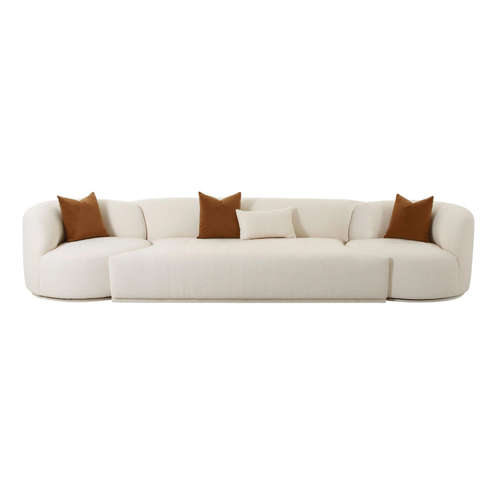 Fickle 144" 3-Piece Cream Performance Boucle Modular Sofa