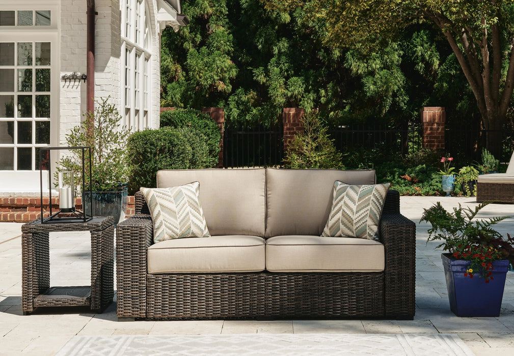 Coastline Bay Outdoor Loveseat with Cushion - Dream Home Furniture & Mattress (Waite Park, MN)