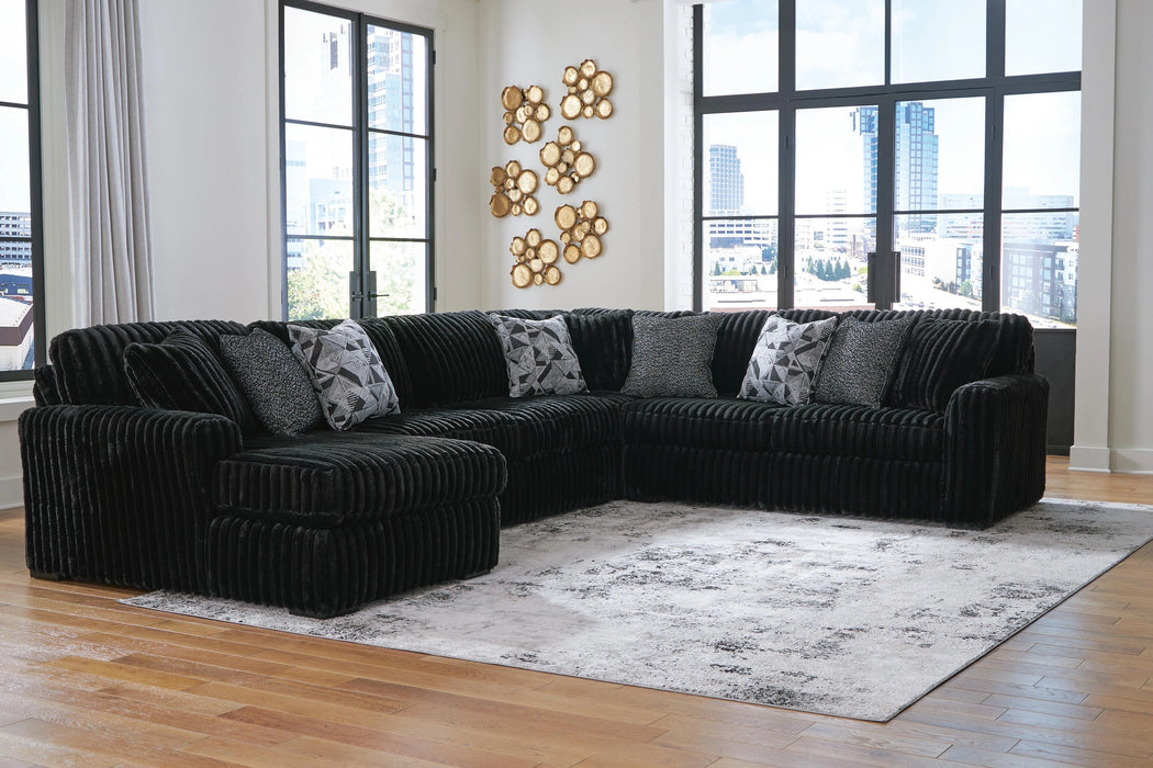 Midnight-Madness Sectional with Chaise - Dream Home Furniture & Mattress (Waite Park, MN)