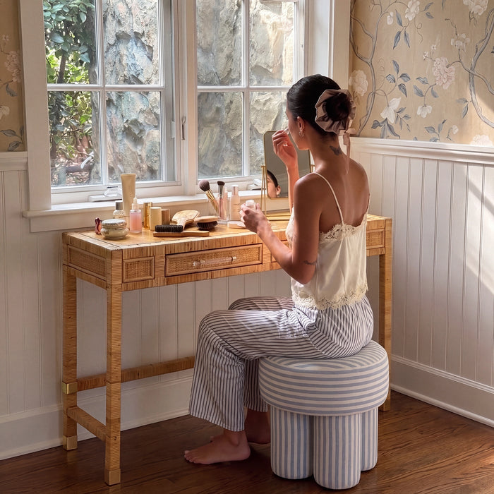 Masha Performance Linen Accent Stool