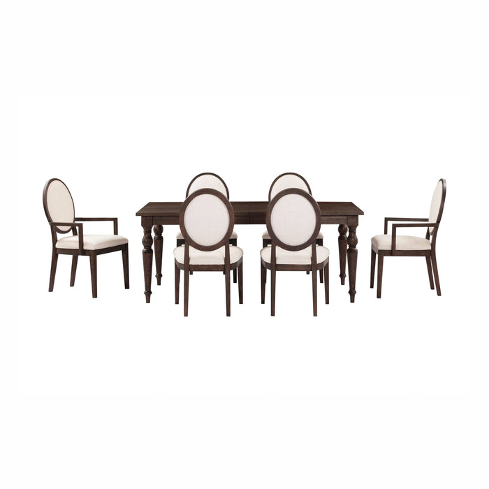 Mila Dark Brown and Beige Performance Fabric Dining Chair - Set of 2