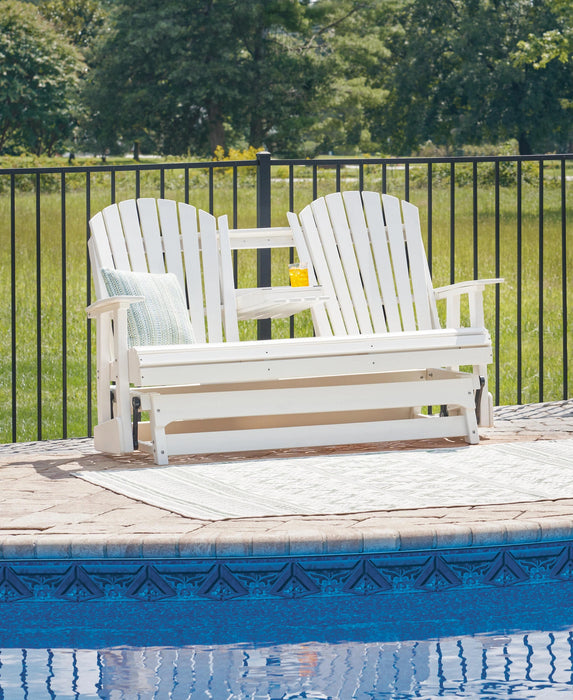 Hyland wave Outdoor Glider Loveseat - Dream Home Furniture & Mattress (Waite Park, MN)