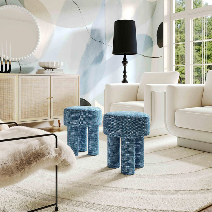 Claire Brown Checkered Boucle Stool