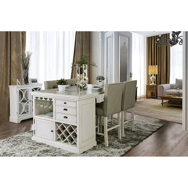 Sutton Antique White Counter Ht. Table - Dream Home Furniture & Mattress (Waite Park, MN)