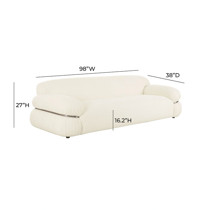 Leyla 98" Cream Performance Boucle Sofa