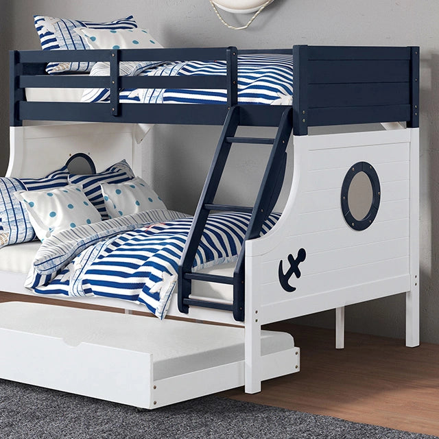 Nautia Twin/Full Bunk Bed Black & White - Dream Home Furniture & Mattress (Waite Park, MN)