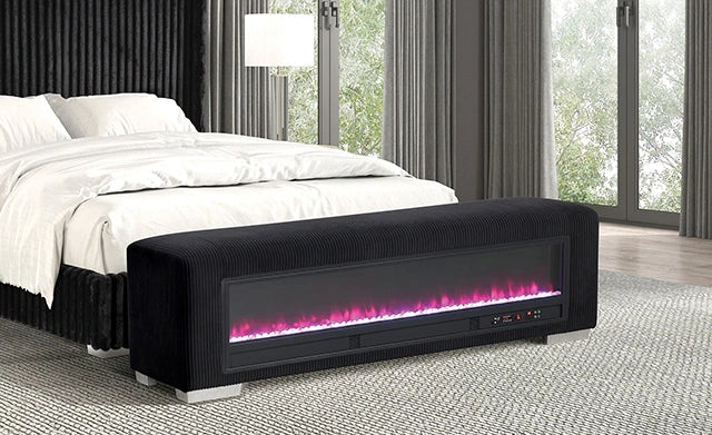 Elnath Bench w/ Visual Crystal Fireplace - Dream Home Furniture & Mattress (Waite Park, MN)