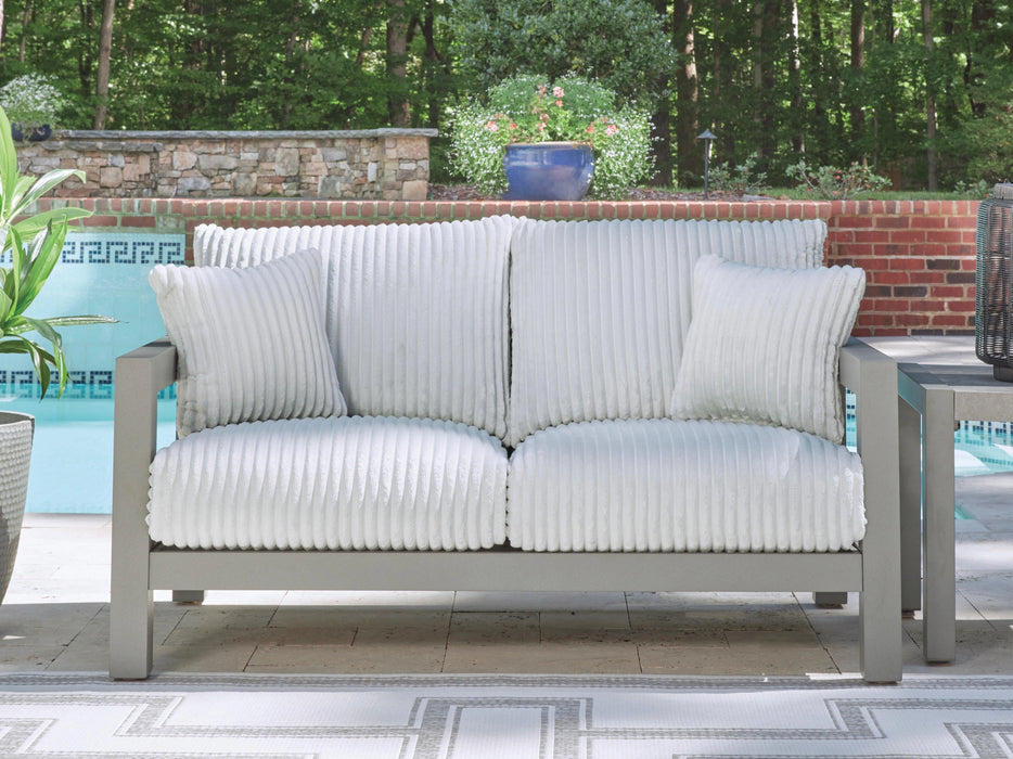 Hurley Park Outdoor Loveseat with Cushion - Dream Home Furniture & Mattress (Waite Park, MN)