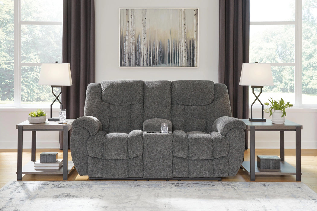 Foreside Reclining Loveseat with Console - Dream Home Furniture & Mattress (Waite Park, MN)