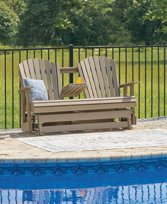 Hyland wave Outdoor Glider Loveseat - Dream Home Furniture & Mattress (Waite Park, MN)