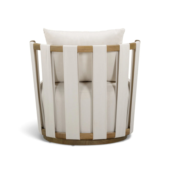 Paolo Cream Upcycled Basketweave Fabric Outdoor Accent Chair