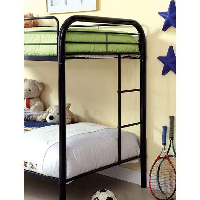 Rainbow Twin/Twin Bunk Bed Black, Silver, & White