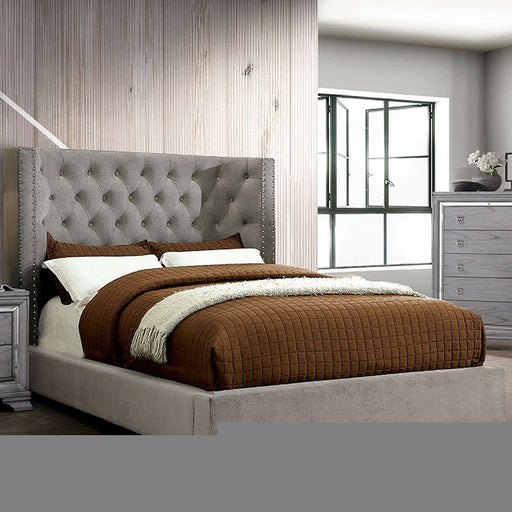 Cayla Cal.King, E.King, & Queen Bed Silver & Grey - Dream Home Furniture & Mattress (Waite Park, MN)