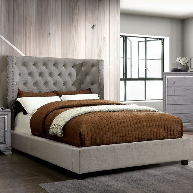 Cayla Cal.King, E.King, & Queen Bed Silver & Grey - Dream Home Furniture & Mattress (Waite Park, MN)