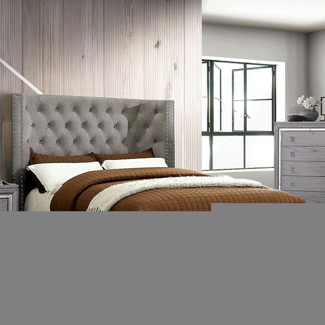 Cayla Cal.King, E.King, & Queen Bed Silver & Grey - Dream Home Furniture & Mattress (Waite Park, MN)