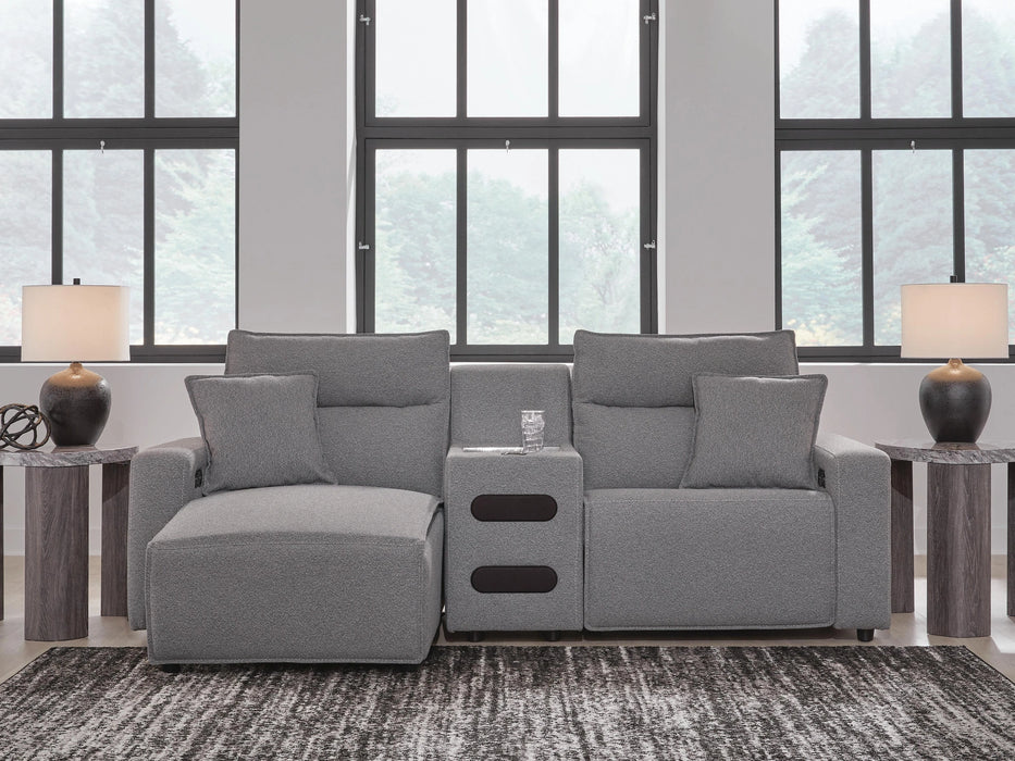 Modmax II Power Reclining Sectional with Chaise and Audio Console - Dream Home Furniture & Mattress (Waite Park, MN)