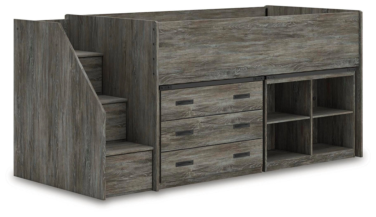 Frandern Loft Bed with Bookcase and Drawer Storage - Dream Home Furniture & Mattress (Waite Park, MN)