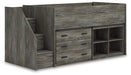 Frandern Loft Bed with Bookcase and Drawer Storage - Dream Home Furniture & Mattress (Waite Park, MN)