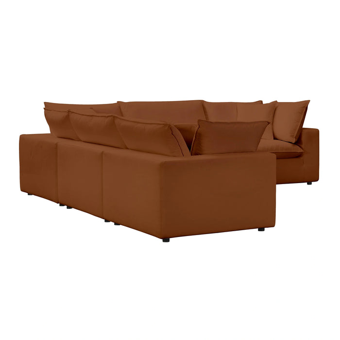 Cali 5-Piece Brown Leather Modular L-Sectional