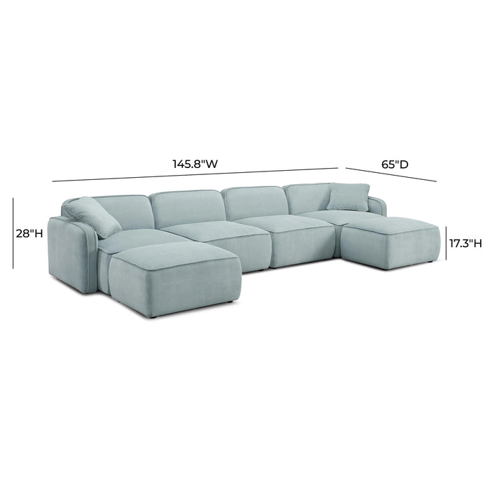 Travie 6-Piece Performance Corduroy Velvet Modular U-Sectional