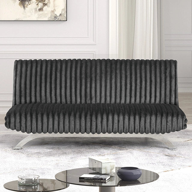Villeneuve Futon Sofa Bed Black, Pink, & Grey - Dream Home Furniture & Mattress (Waite Park, MN)