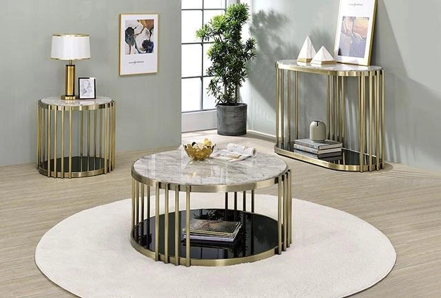 OFELIA Sofa Table, Antique Brass/Black - Dream Home Furniture & Mattress (Waite Park, MN)