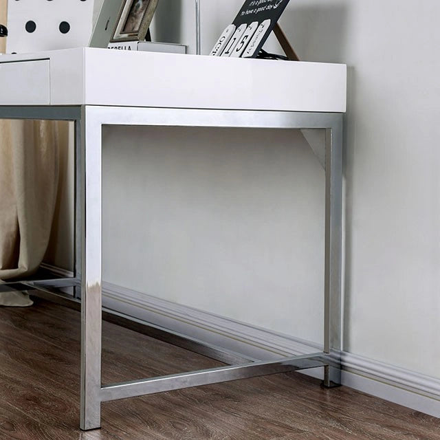 Loke White/Chrome Computer Desk - Dream Home Furniture & Mattress (Waite Park, MN)
