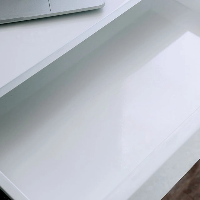 Loke White/Chrome Computer Desk - Dream Home Furniture & Mattress (Waite Park, MN)