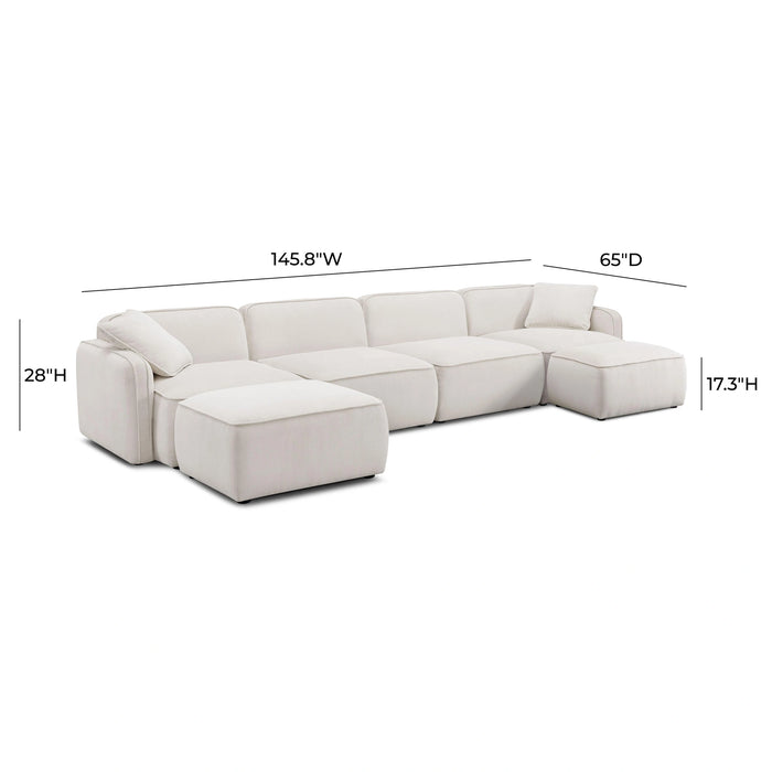 Travie 6-Piece Performance Corduroy Velvet Modular U-Sectional