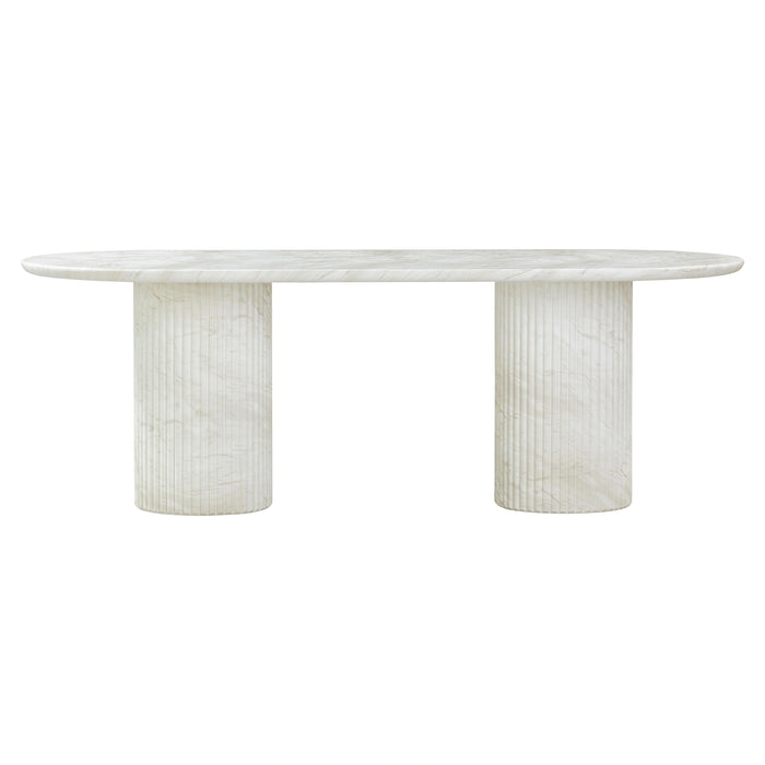 Brut 86" Concrete Patterned Indoor/Outdoor 86" Oval Dining Table