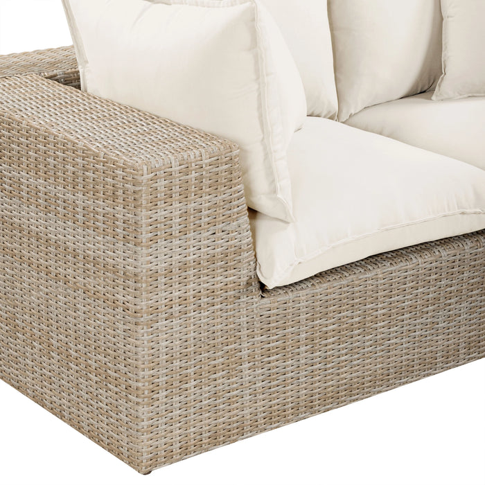Cali 80" Natural Wicker Outdoor Modular Loveseat