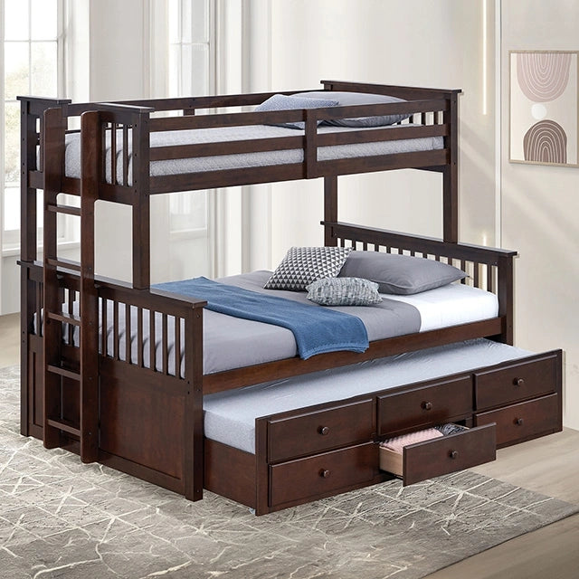 University Twin/Full Bunk Bed Grey, Walnut, & White - Dream Home Furniture & Mattress (Waite Park, MN)