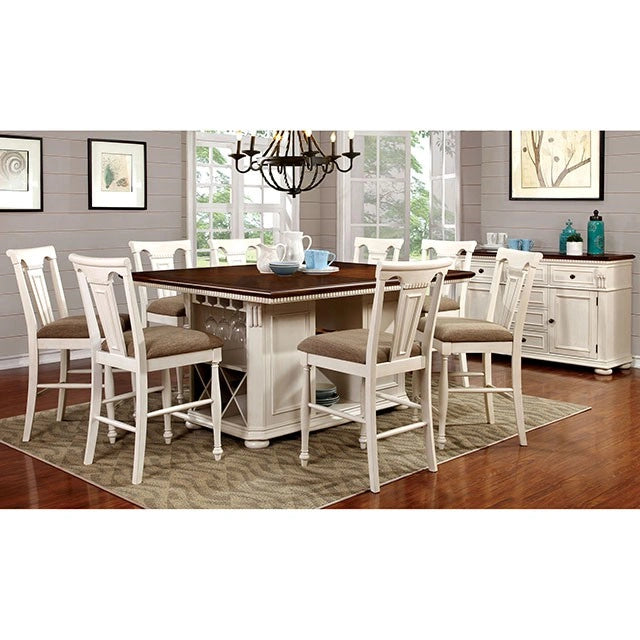 SABRINA Off White/Cherry Ctr.Ht. Chair, Cherry & White (2/CTN) - Dream Home Furniture & Mattress (Waite Park, MN)