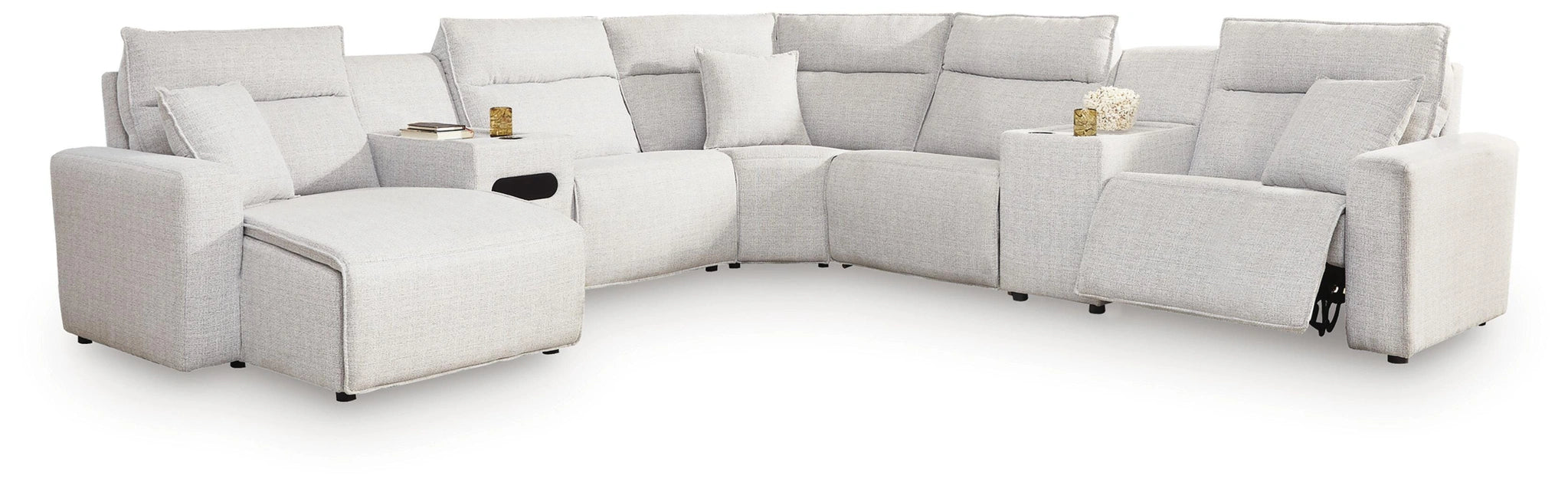 Modmax II Power Reclining Sectional with Chaise and Audio Console - Dream Home Furniture & Mattress (Waite Park, MN)
