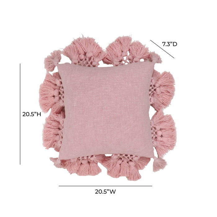 Stone 21" Washed Cotton Tasseled Square Throw Pillow