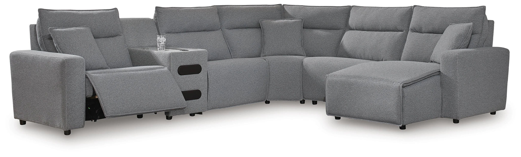 Modmax II Reclining Sectional with Chaise and Audio Console - Dream Home Furniture & Mattress (Waite Park, MN)