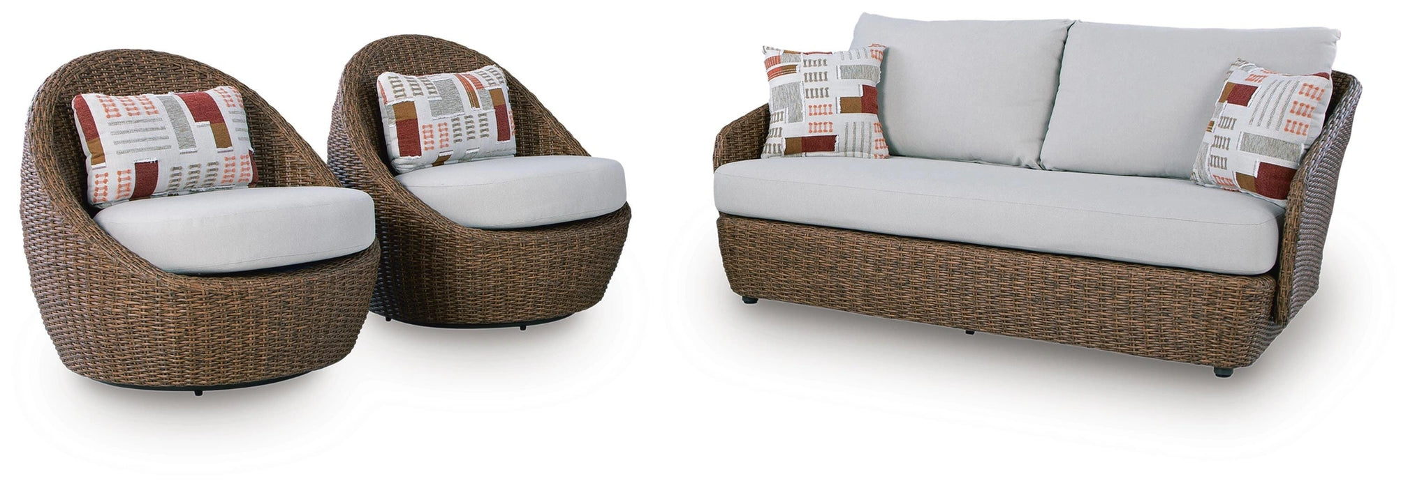 Double Point Outdoor Loveseat/2 Swivel Chairs (Set of 3) - Dream Home Furniture & Mattress (Waite Park, MN)