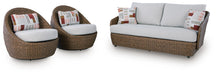 Double Point Outdoor Loveseat/2 Swivel Chairs (Set of 3) - Dream Home Furniture & Mattress (Waite Park, MN)