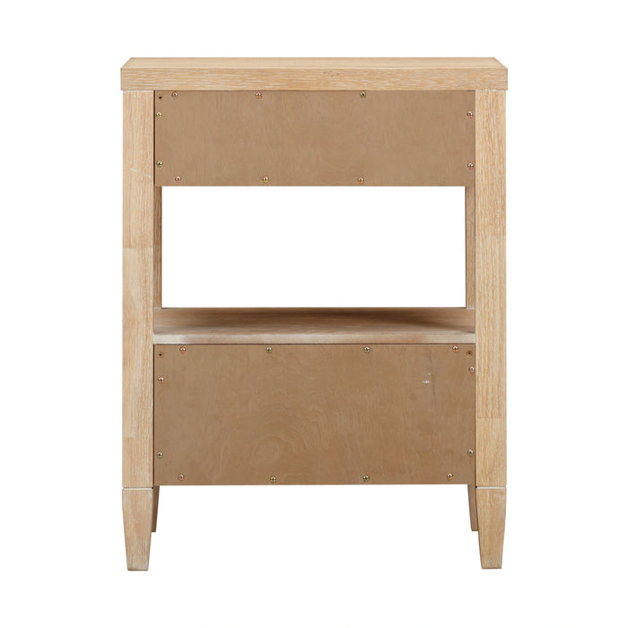 Bristol Park 20" Whitewashed Oak Wood 2-Drawer Nightstand